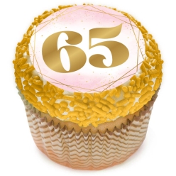 65th Bday Pink Watercolour Cupcake Icing Toppers 12pk