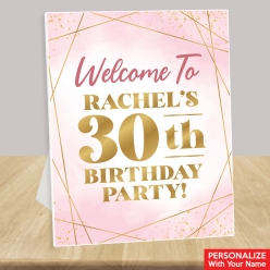 50% OFF: 30th Bday Pink Watercolour Custom Name 14