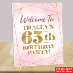 50% OFF: 65th Bday Pink Watercolour Custom Name 14