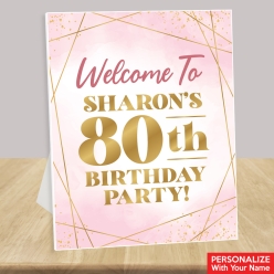 50% OFF: 80th Bday Pink Watercolour Custom Name 14