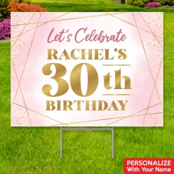34% OFF: 30th Bday Pink Watercolour PERSONALIZED Big Yard Sign