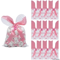 Pink Bow Party Cellophane Bags-12Pk