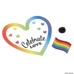 Pride Flag Enamel Pins with Celebrate Love Card for 12