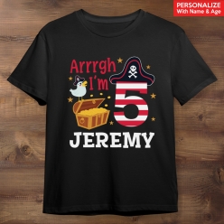 55% OFF: Pirate Birthday Personalized Black T-shirt