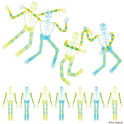 Halloween Multicolour Plastic Fidget Skeleton Toys-3Pk
