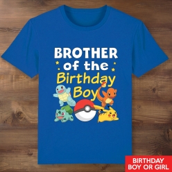Pokemon Brother of the Birthday Child Blue T-shirt