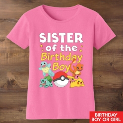 Pokemon Sister of the Birthday Child Pink T-shirt