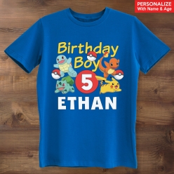 55% OFF: Pokemon Personalized Birthday Blue T-shirt