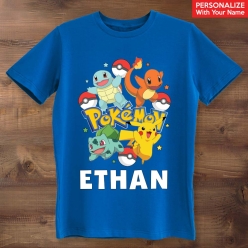 Pokemon Personalized Name Blue T-shirt
