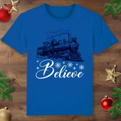 Polar Express Believe Christmas Blue T-shirt