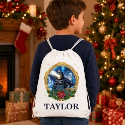 Polar Express Personalized Drawstring Backpack