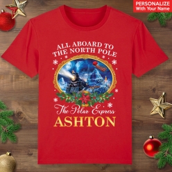 Polar Express Personalized Christmas Red T-shirt