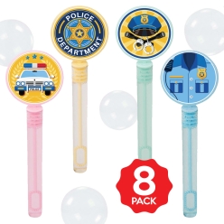 *Police Bubble Bottles w/Wands - 8 PACK