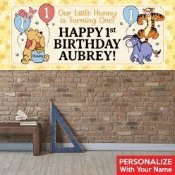 Pooh 1st Birthday PERSONALIZED Giant Vinyl Keepsake Banner
