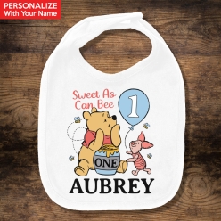 50% OFF: Pooh 1st Birthday PERSONALIZED Bib