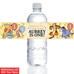 Pooh 1st Birthday PERSONALIZED VINYL Bottle Labels - 10 PK