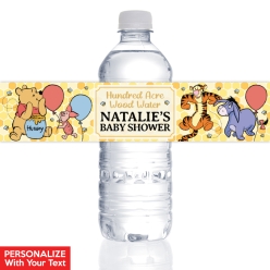 Pooh Baby Shower PERSONALIZED VINYL Bottle Labels - 10 PK