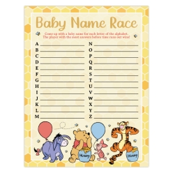 50% OFF: Pooh Baby Shower Name Race Game Sheet