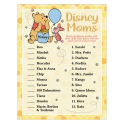 50% OFF: Pooh Baby Shower Disney Moms Matching Game Sheet