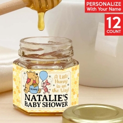 Pooh Baby Shower PERSONALIZED VINYL Honey Pot Labels - 12pk