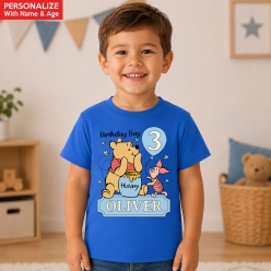 Classic Winnie The Pooh Personalized Blue T-shirt