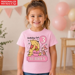Classic Winnie The Pooh Personalized Light Pink T-shirt