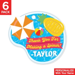 Pool Party PERSONALIZED Thank You Tags - 6 Pk