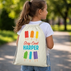 Popsicle Party Personalized Drawstring Backpack