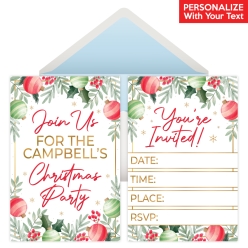 Pretty Christmas PERSONALIZED Invitations - 8 Pk