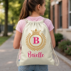Princess Monogram Personalized Drawstring Backpack