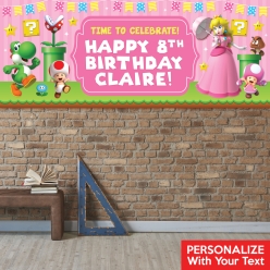 Princess Peach PERSONALIZED Giant Vinyl Keepsake Banner