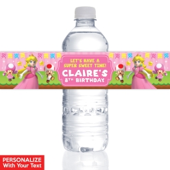 Princess Peach PERSONALIZED VINYL Bottle Labels - 10 PK