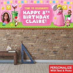 Princess Peach PHOTO PERSONALIZED Giant Vinyl Keepsake Banner