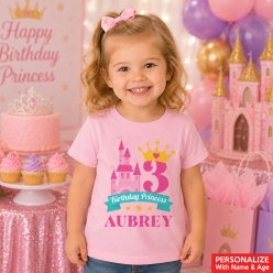 Birthday Princess Personalized Light Pink T-shirt- Choose Size