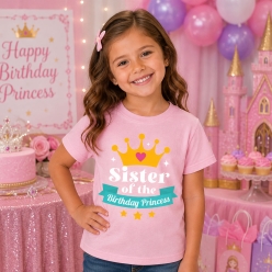 Sister of Birthday Princess Light Pink T-shirt
