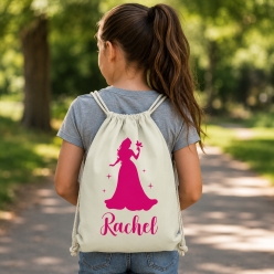 Princess Silhouette Personalized Drawstring Backpack