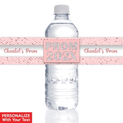 Rose Gold Prom PERSONALIZED VINYL Bottle Labels - 10pk