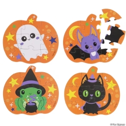Halloween Character Pumpkin-Shaped Jigsaw Puzzles-8Pk