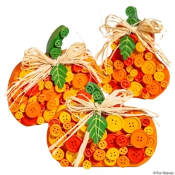 DIY Craft & Create Fall Pumpkins Button Craft Kit-3Pk