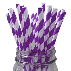 Purple Sturdy Striped Straws - 10 PK