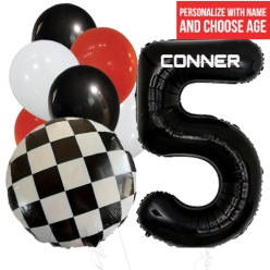 Racing PERSONALIZED Name & Single Digit Age Balloon Bouquet