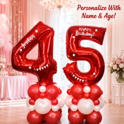 *Two Digit PERSONALIZED Red & White Airfill Balloon Column Kit