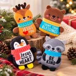 Christmas Religious Animals Plush Toys - 4 PACK