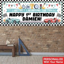 Racing Fast One PERSONALIZED Giant Vinyl Keepsake Banner