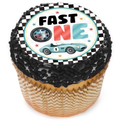 Racing Fast One Cupcake Icing Toppers 12pk