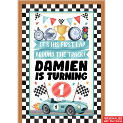 Racing Fast One PERSONALIZED Giant Vinyl Keepsake Door Sign