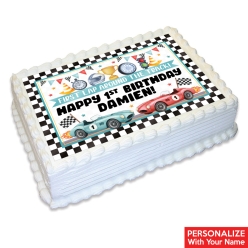 Racing Fast One Personalized Edible Icing