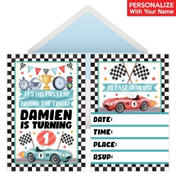 Racing Fast One PERSONALIZED Invitations - 8 Pack