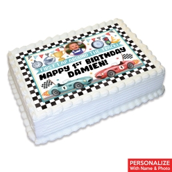 Racing Fast One Photo Personalized Edible Icing