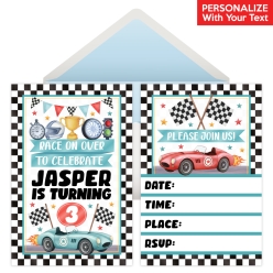 Racing Watercolour PERSONALIZED Invitations - 8 Pack